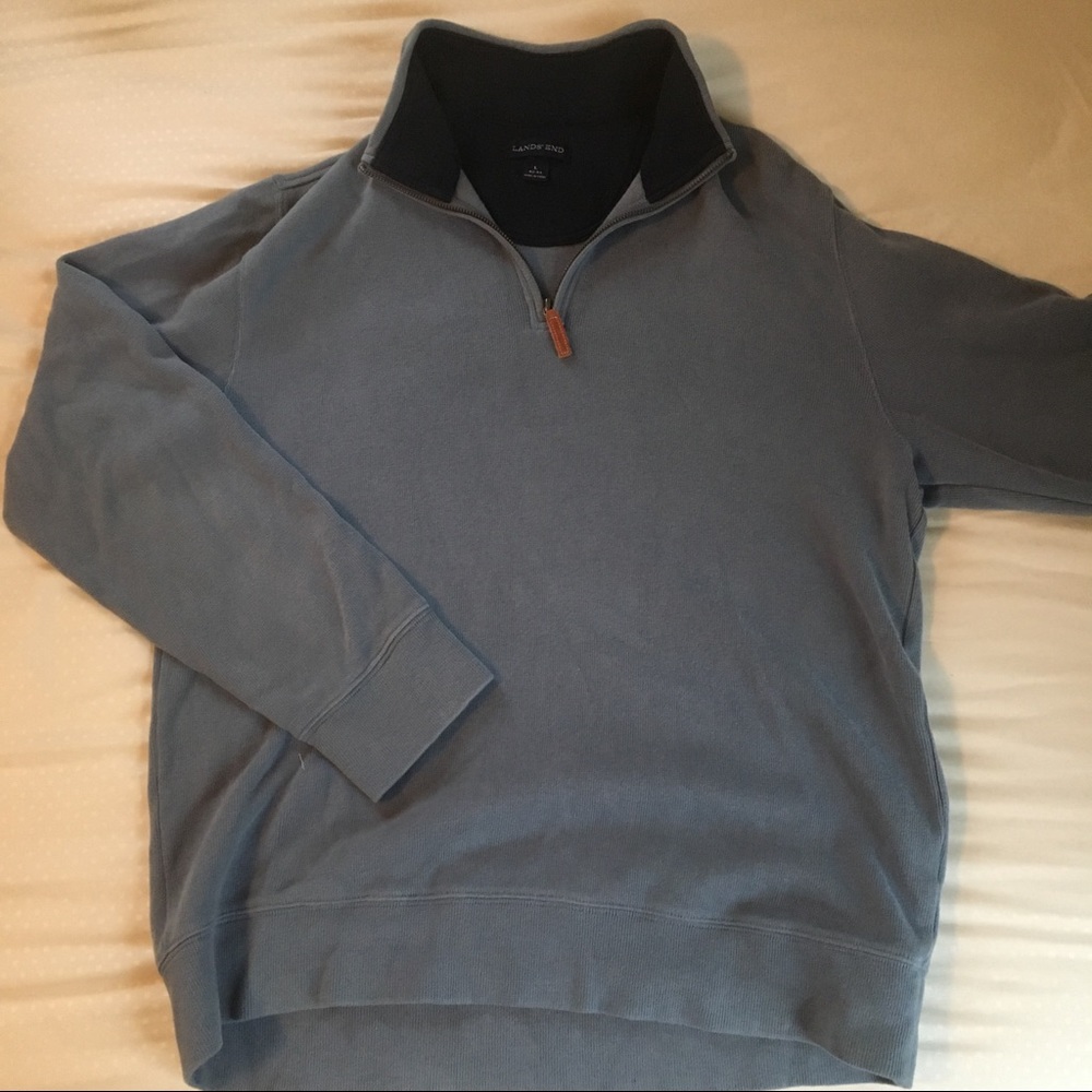 Land's End baby blue cotton quarter zip sweater